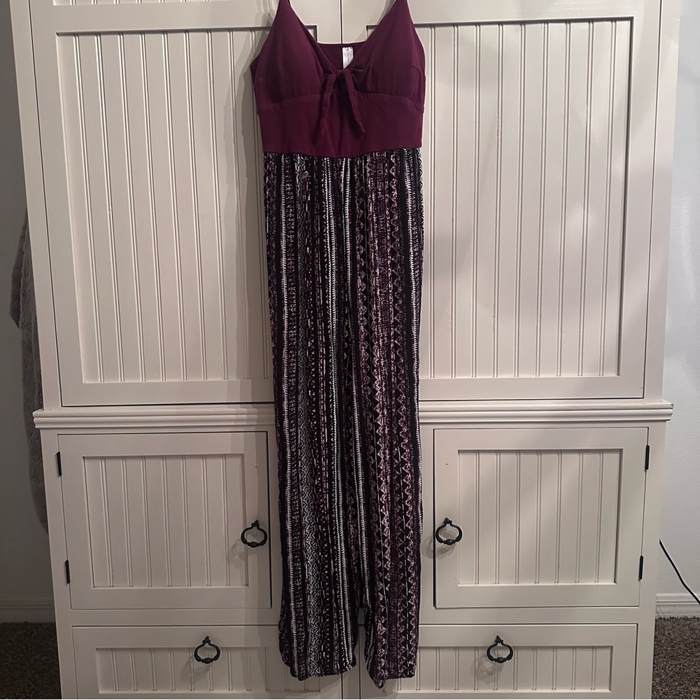 No Boundaries Burgundy and Black Jumpsuit.